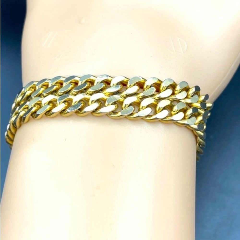 Unisex Vintage gold chain bracelet 6” 1 1/2” clasp